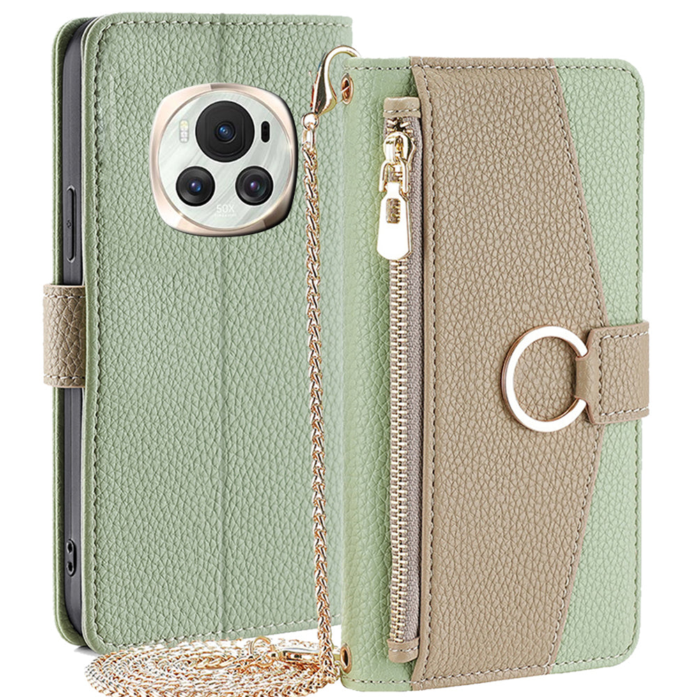 For Honor Magic6 5G Makeup Mirror Zipper Pocket Phone Cover Leather Case with Shoulder Strap For Honor Magic6 5G Makeup Mirror Zipper Pocket Phone Cover Leather Case with Shoulder Strap
